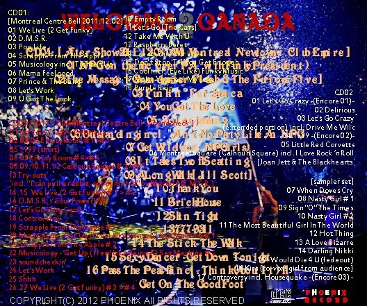 コレクターズCD　プリンス）2011年　カナダツアー　 Welcome 2 Canada