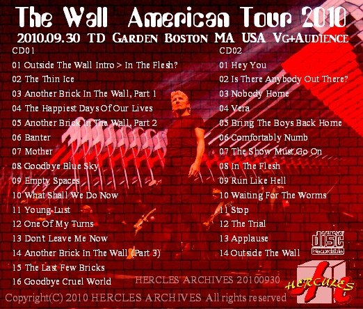 コレクタ-ズCD  Roger Waters(ロジャーウォータース2010年USツアー Boston)