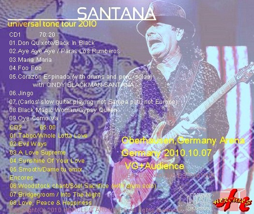 コレクターズCD　Carlos Santana(サンタナw/CINDY BLACKMAN)Universal Tone Tour 2010