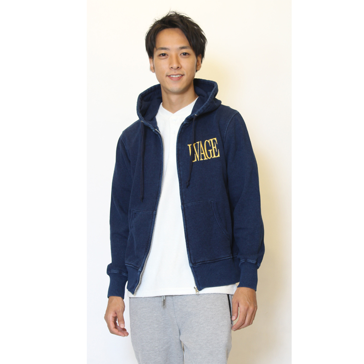 LIVERTINE AGE◆3Dロゴ刺繍インディゴZIPパーカー