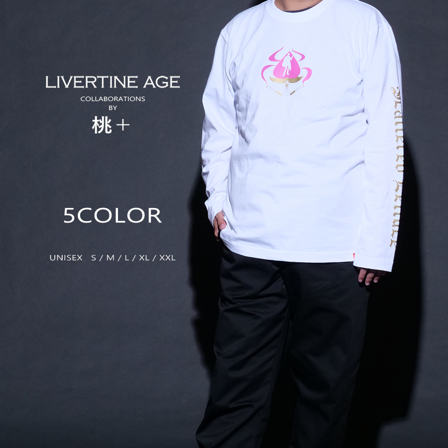 受注期間限定！桃＋コラボ企画！コラボ長袖Tシャツ◆桃＋