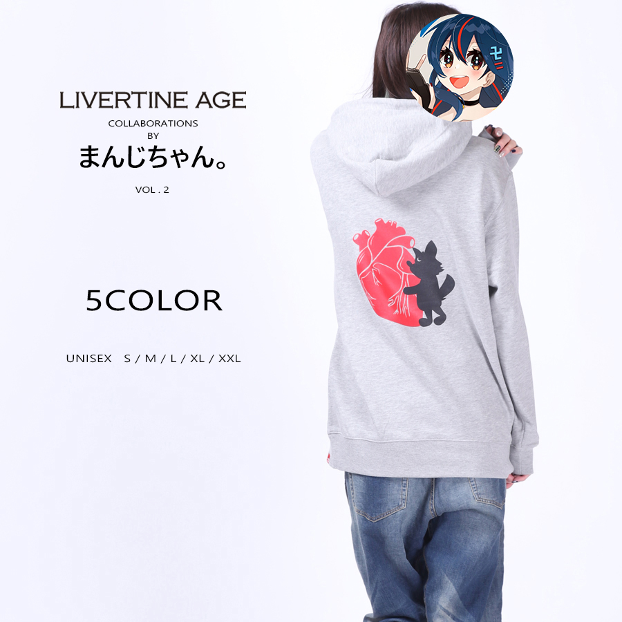 受注期間限定！受注期間限定！まんじちゃん。コラボ企画第2弾！コラボプルオーバーパーカー TYPE-B◆まんじちゃん。
