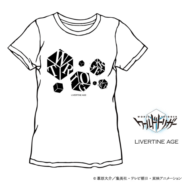 ワールドトリガーコラボ半袖TEE Type:CUBICS◆コラボ　コラボレーション　アニメ　マンガ　ワールドトリガー　ロゴ　半袖TEE　メンズ　Tシャツ　レディース　ホワイト【数量限定販売】