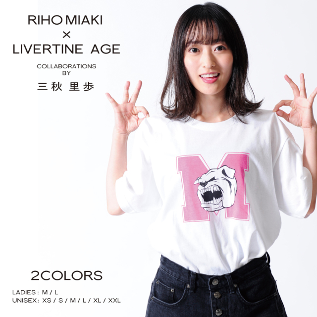 受注期間限定！三秋里歩コラボ企画！！「M」ロゴ半袖Tシャツ◆三秋里歩  コラボ 　タレント  女優 Tシャツ 半袖