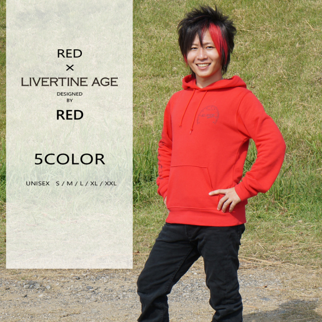 受注期間限定！REDコラボ企画！コラボプルオーバーパーカー◆RED