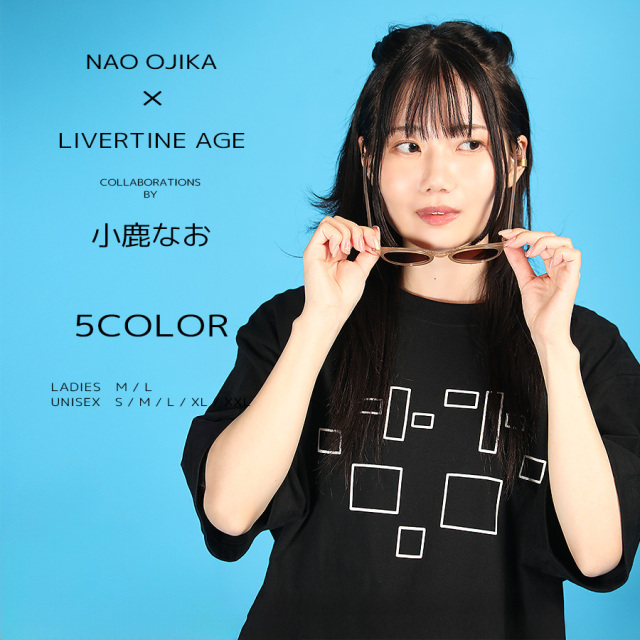 LIVERTINE AGE 小鹿なおコラボ半袖Tシャツ　BLACKユニセックスL 受注期間限定！小鹿なおコラボ企画！コラボ半袖Tシャツ◇小鹿なお