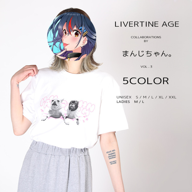 受注期間限定！まんじちゃん。コラボ企画第3弾！コラボ半袖Tシャツ◆まんじちゃん。