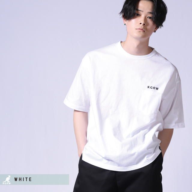 KGRWNEWSTANDARDロゴ刺繍ビッグシルエットポケットTシャツ