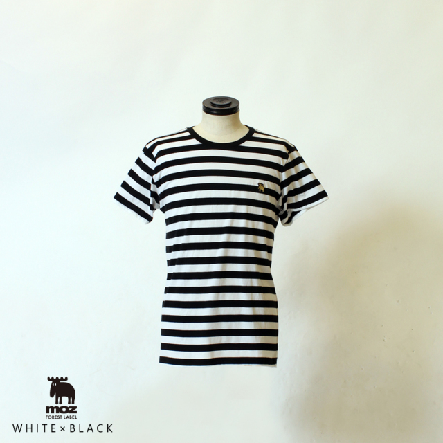moz FOREST LABEL ボーダーロゴ刺繍半袖Tシャツ