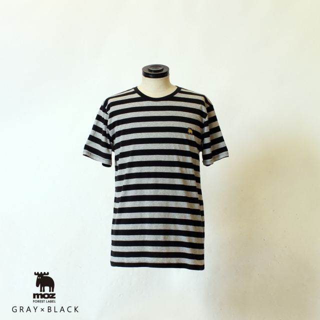 moz FOREST LABEL ボーダーロゴ刺繍半袖Tシャツ