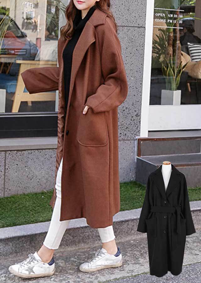 【SALE】キレイなシルエット!高級感たっぷりロングコート（ブラウン/ブラック）【LLサイズ　3Lサイズ　4Lサイズ　5Lサイズ　6Lサイズ　7Lサイズ】