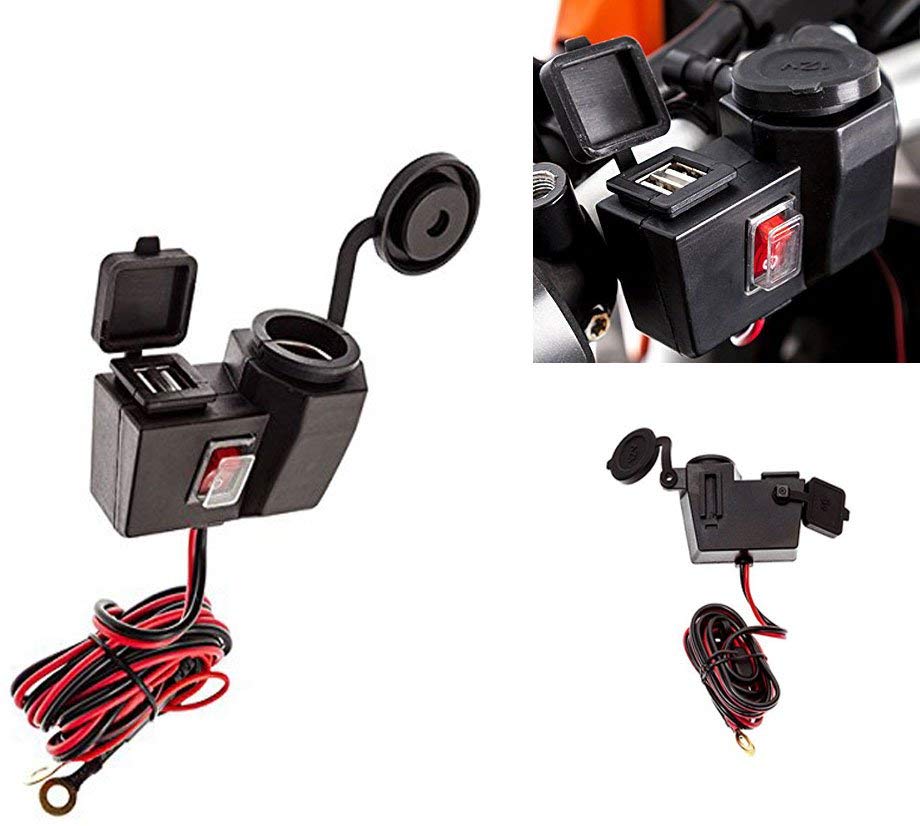 UA バイク用電源 デュアルUSB充電器+シガーソケット ON/OFFスイッチ USB2ポート UA バイク用電源 デュアルUSB充電器+シガーソケット ON/OFFスイッチ USB2ポート