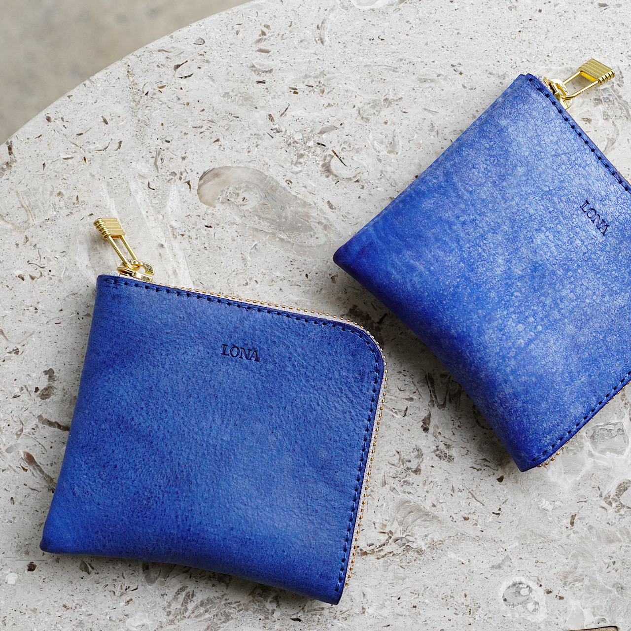L-zip short wallet Alaska Blue