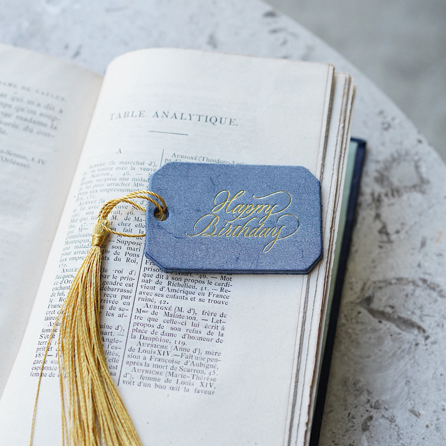 Calligraphy tag [ Happy birthday ] SIBILLA Marine【即納】