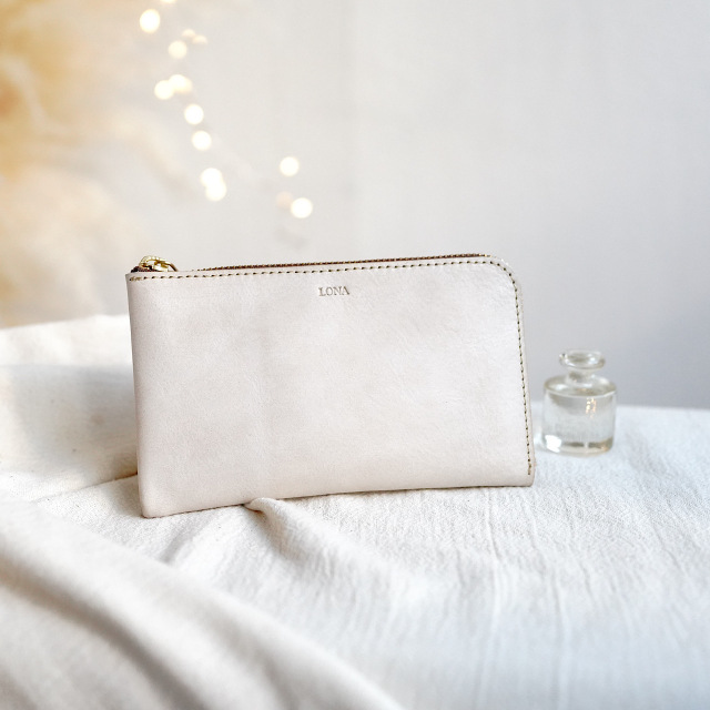 L-zip long wallet Alaska ivory(カードポケット付き）