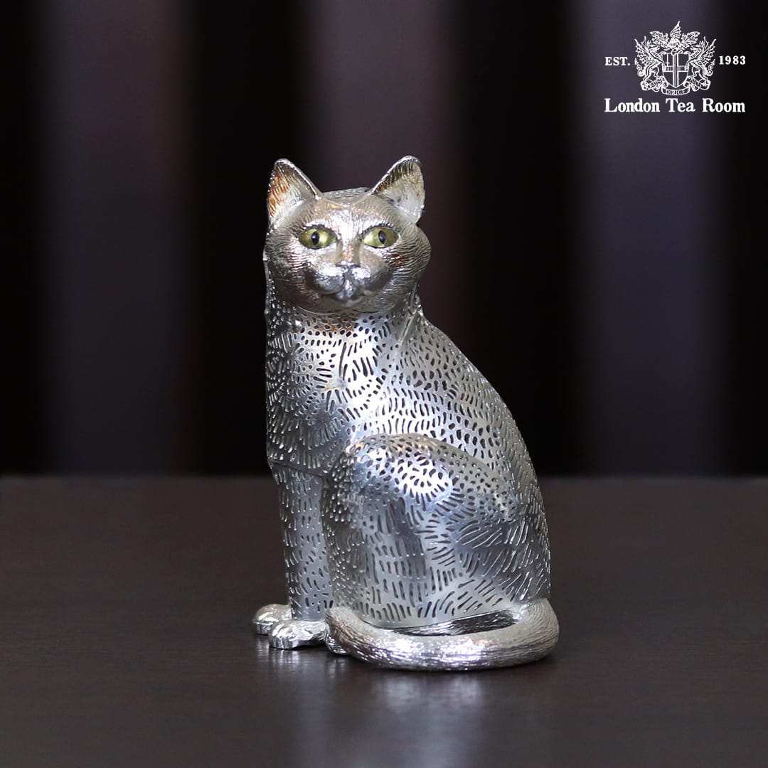 【中古】Christofle(クリストフル) 座る猫 リュミエール ダルジャン 置物 ch-143【アンティーク】【フランス製】【シルバープレート】《2026/3/12掲載》