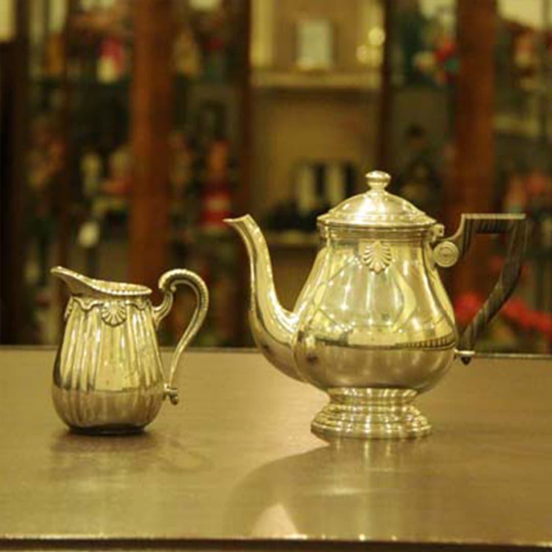 【中古】Christofle(クリストフル) 家庭用2点ティーセット ch-56【アンティーク】【フランス製】【シルバー】