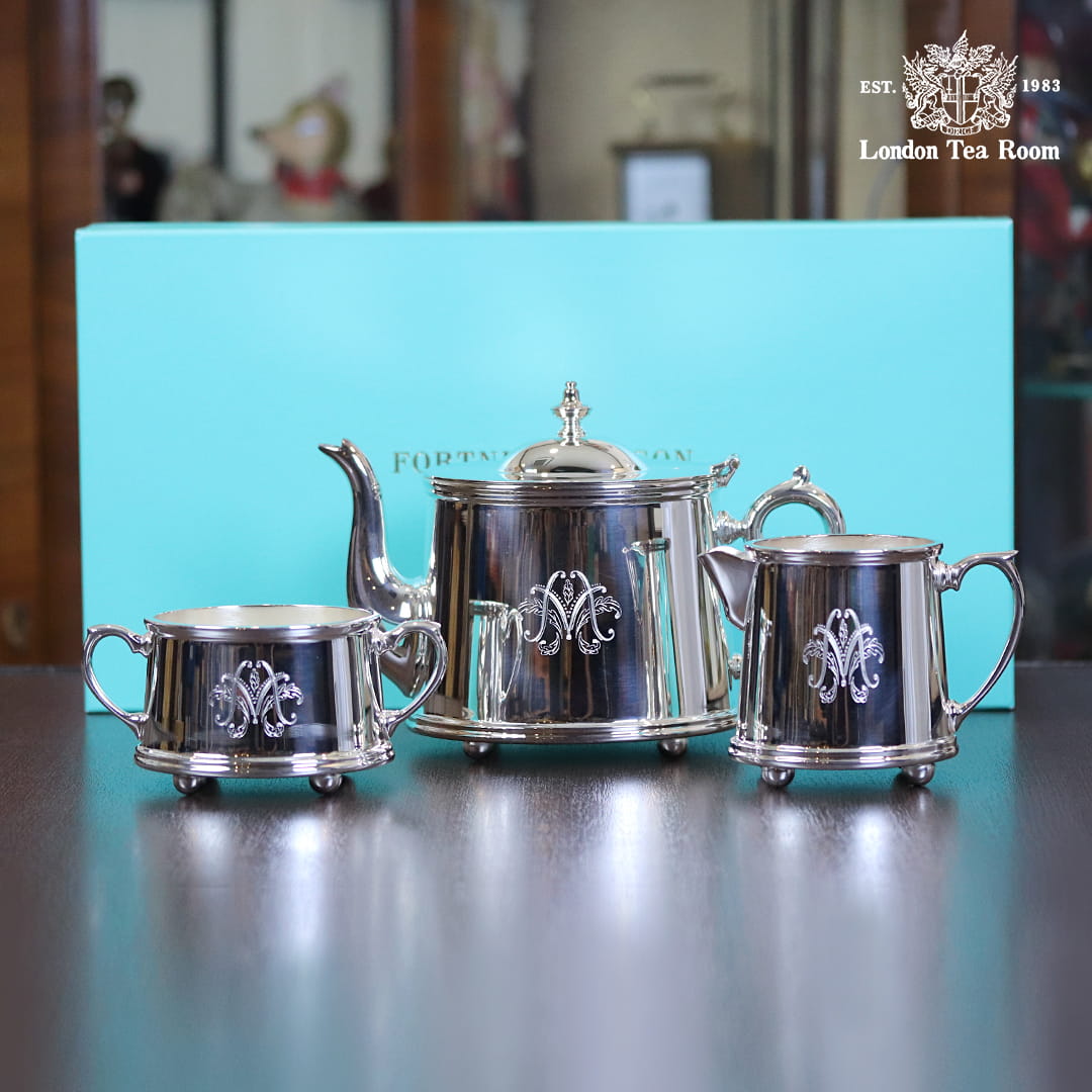 【新古品】FORTNUM & MASON（フォートナム＆メイソン）家庭用3点ティーセット 箱付き FM-31【アンティーク】【イギリス製】【シルバープレート】《2026/2/19掲載》