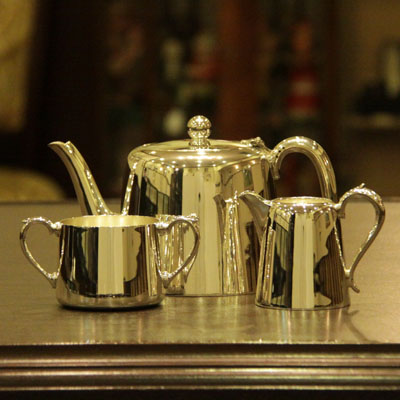 harrods（ハロッズ）ホテル仕様3点ティーセット HR-637【アンティーク】【中古】【イギリス製】【シルバープレート】