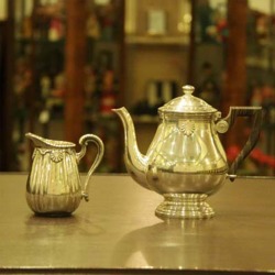 【中古】Christofle(クリストフル) 家庭用2点ティーセット ch-56【アンティーク】【フランス製】【シルバー】