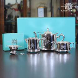 【新古品】FORTNUM & MASON（フォートナム＆メイソン）家庭用3点ティーセット 茶こし 箱付き FM-29【未使用品】【アンティーク】【イギリス製】【シルバープレート】《2025/8/28掲載》