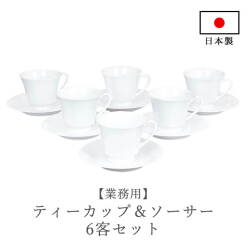 ティーカップ＆ソーサー6客セット（無地）/業務用/国産/ボーンチャイナ