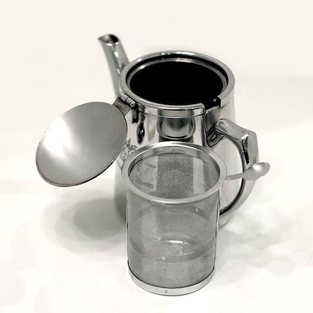 茶漉し付ステンレス製ブリティッシュタイプティーポット