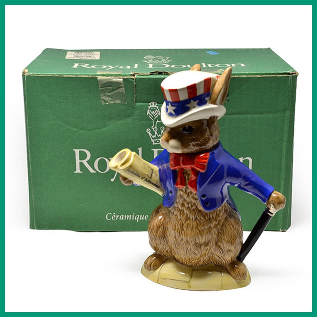 【中古】入手困難！ロイヤルドルトン製BUNNYKINSシリーズ“USAプレジデント”コレクタブルティーポット COLL-104【元箱付】【英国（イギリス）】【装飾ティーポット】