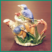 青い鳥のティーポット COLL-148【中古】【装飾ティーポット】