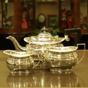 【中古】harrods（ハロッズ）家庭用3点ティーセット HR-624【アンティーク】【イギリス製】【シルバー】