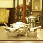 【中古】harrods（ハロッズ）家庭用4点ティーセット HR-632【アンティーク】【イギリス製】【シルバー】