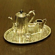 【中古】harrods（ハロッズ）家庭用4点ティーセット HR-633【アンティーク】【イギリス製】【シルバープレート】