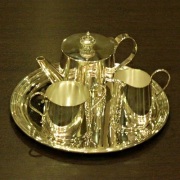 【中古】harrods（ハロッズ）家庭用4点ティーセット HR-634【アンティーク】【イギリス製】【シルバープレート】