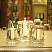 【中古】harrods（ハロッズ）ホテル用3点ティーセット HR-639【アンティーク】【イギリス製】【シルバープレート】