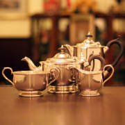 harrods（ハロッズ）家庭用4点ティーセット HR-648【アンティーク】【中古】【イギリス製】【シルバープレート】