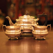 【中古】harrods（ハロッズ）家庭用3点ティーセット HR-651【アンティーク】【イギリス製】【シルバープレート】