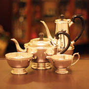 harrods（ハロッズ）家庭用4点ティーセット HR-658【アンティーク】【中古】【イギリス製】【シルバープレート】