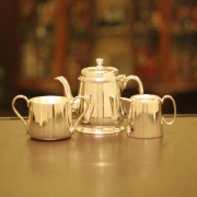 【中古】harrods（ハロッズ）ホテル用3点ティーセット HR-675【アンティーク】【イギリス製】【シルバープレート】