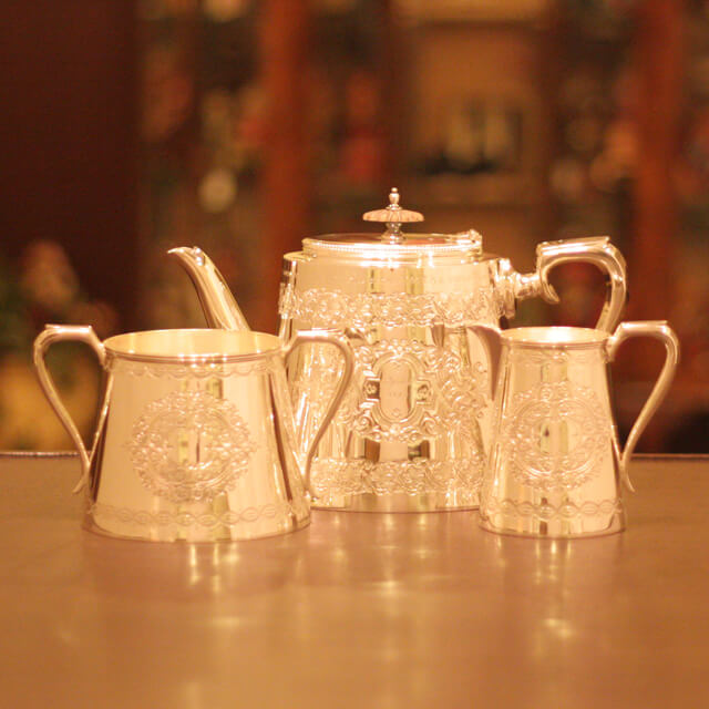 Mappin&Webb(マッピン&ウェッブ)家庭用3点ティーセット MW-100【アンティーク】【中古】【イギリス製】【シルバープレート】