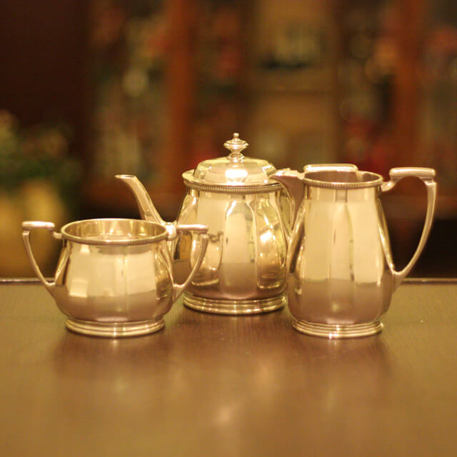 【中古】Mappin&Webb(マッピン&ウェッブ)家庭用３点ティーセット MW-127【アンティーク】【イギリス製】【シルバープレート】