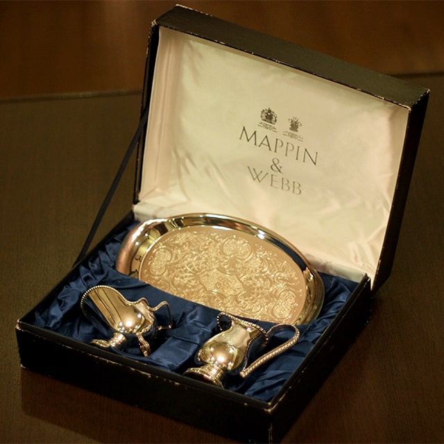 【中古】Mappin&Webb(マッピン&ウェッブ)シュガー＆ミルクポット＆トレイセット 箱付き MW-235【アンティーク】【イギリス製】