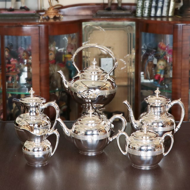 【シルバープレート】【中古】Tiffany（ティファニー）6点ティーセット　tf-129【アンティーク】