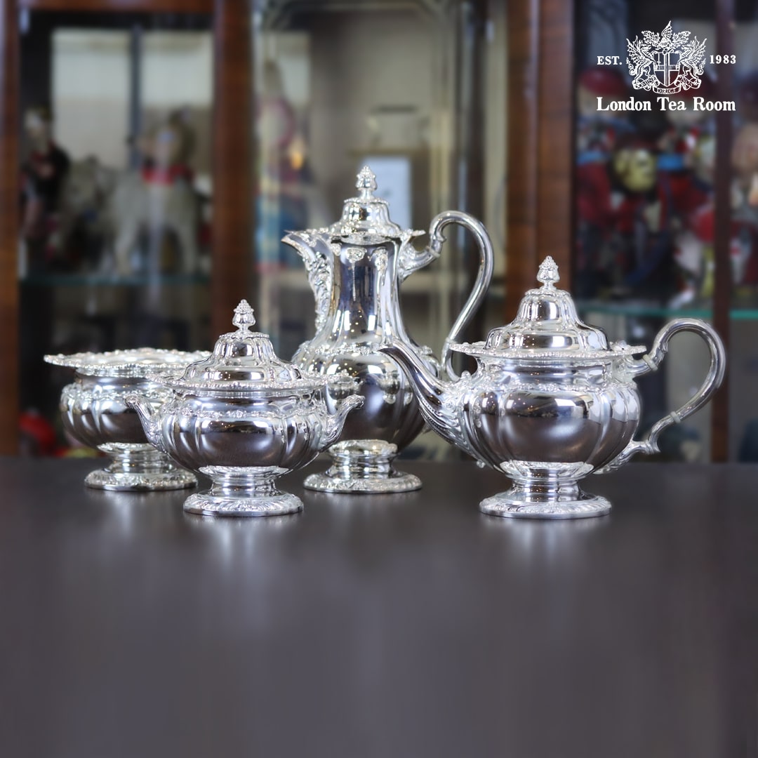 【中古】Tiffany（ティファニー）家庭用4点ティーセット　tf-90【アンティーク】【アメリカ製】【シルバープレート】