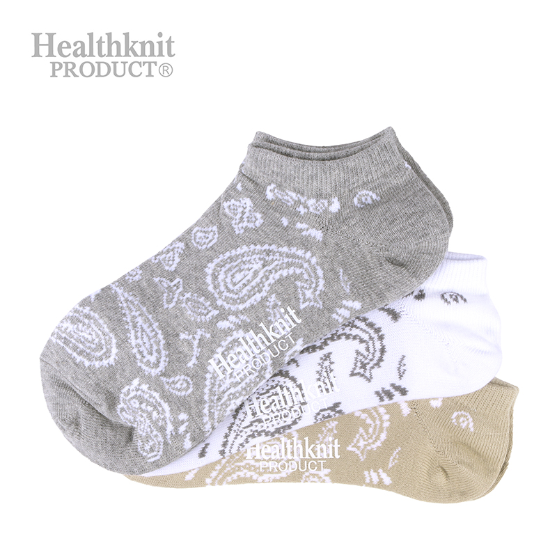 Healthknit PRODUCT メンズ 3P アンクルソックス ペイズリー 182-3528HKP