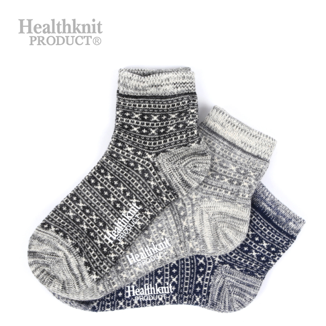 Healthknit Product 3Pソックス　クォーター　エスニック総柄 182-3388HKP