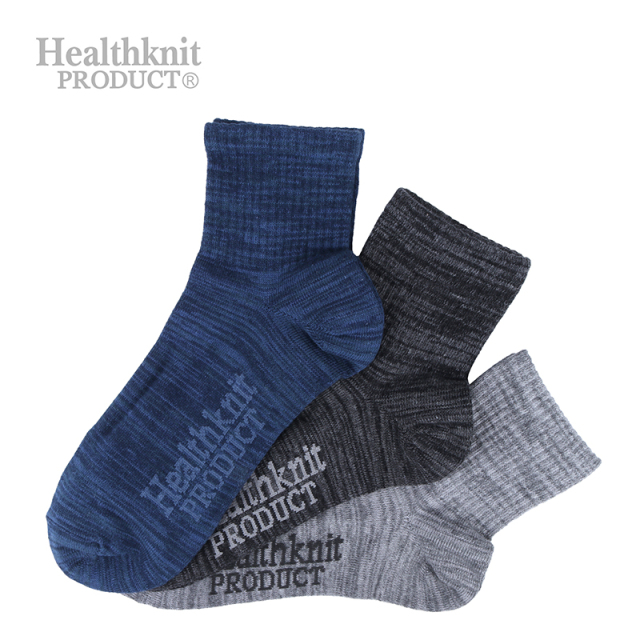 Healthknit PRODUCT メンズ3P クォーターソックス MIX無地 182-3529HKP