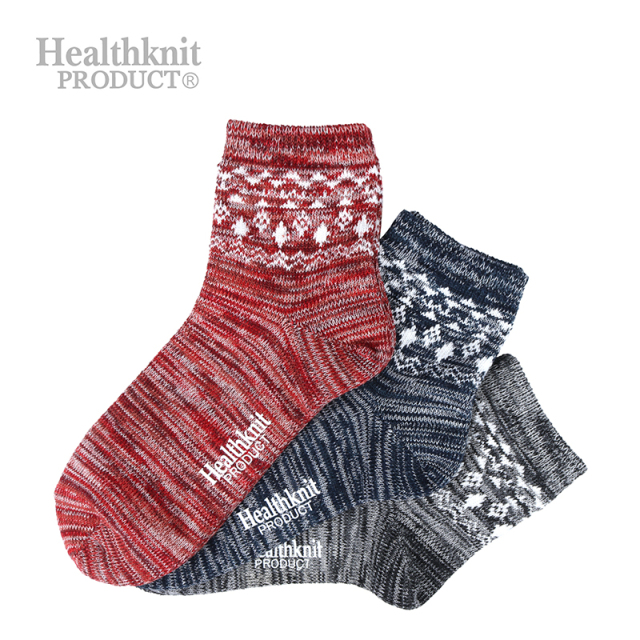 Healthknit PRODUCT メンズ3P クォーターソックス 求心編み 182-3530HKP