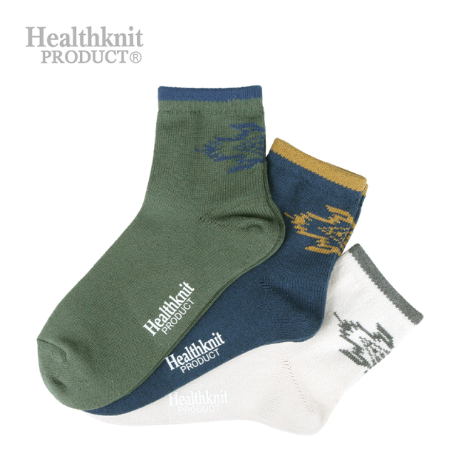 Healthknit PRODUCT メンズ3P クォーターソックス バックエスニック 182-3531HKP