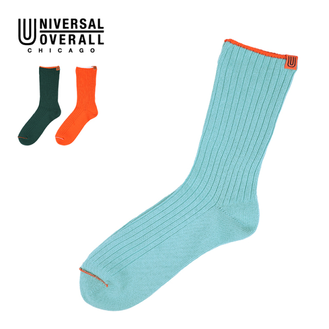 UNIVERSAL OVERALL メンズ クルー ソックス Vソックス LU-025