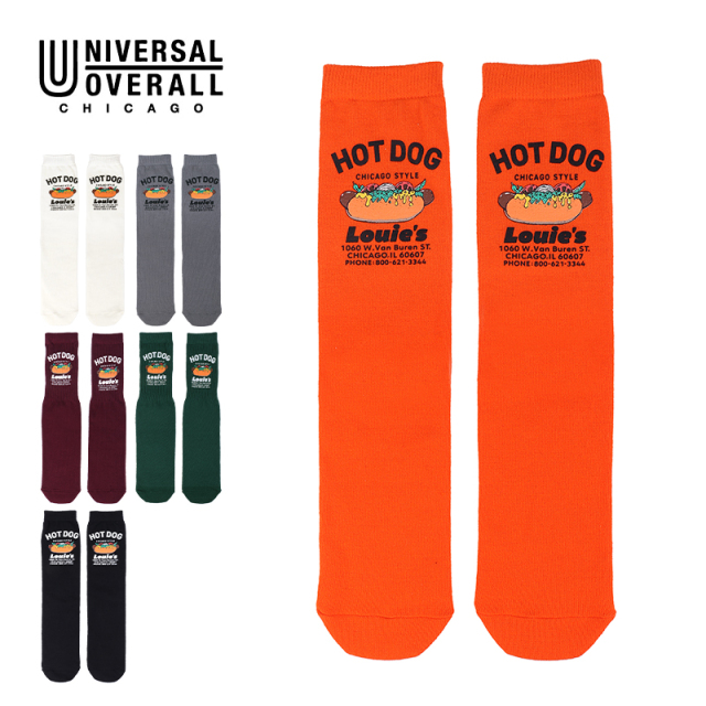 UNIVERSAL OVERALL メンズ クルー ソックス HOT DOG CUBE SOCKS LU-1002